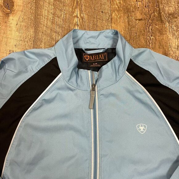 Ariat Windbreaker Jacket Women's S Full Zip Blue Equestrian Softshell Rain - Picture 2 of 10